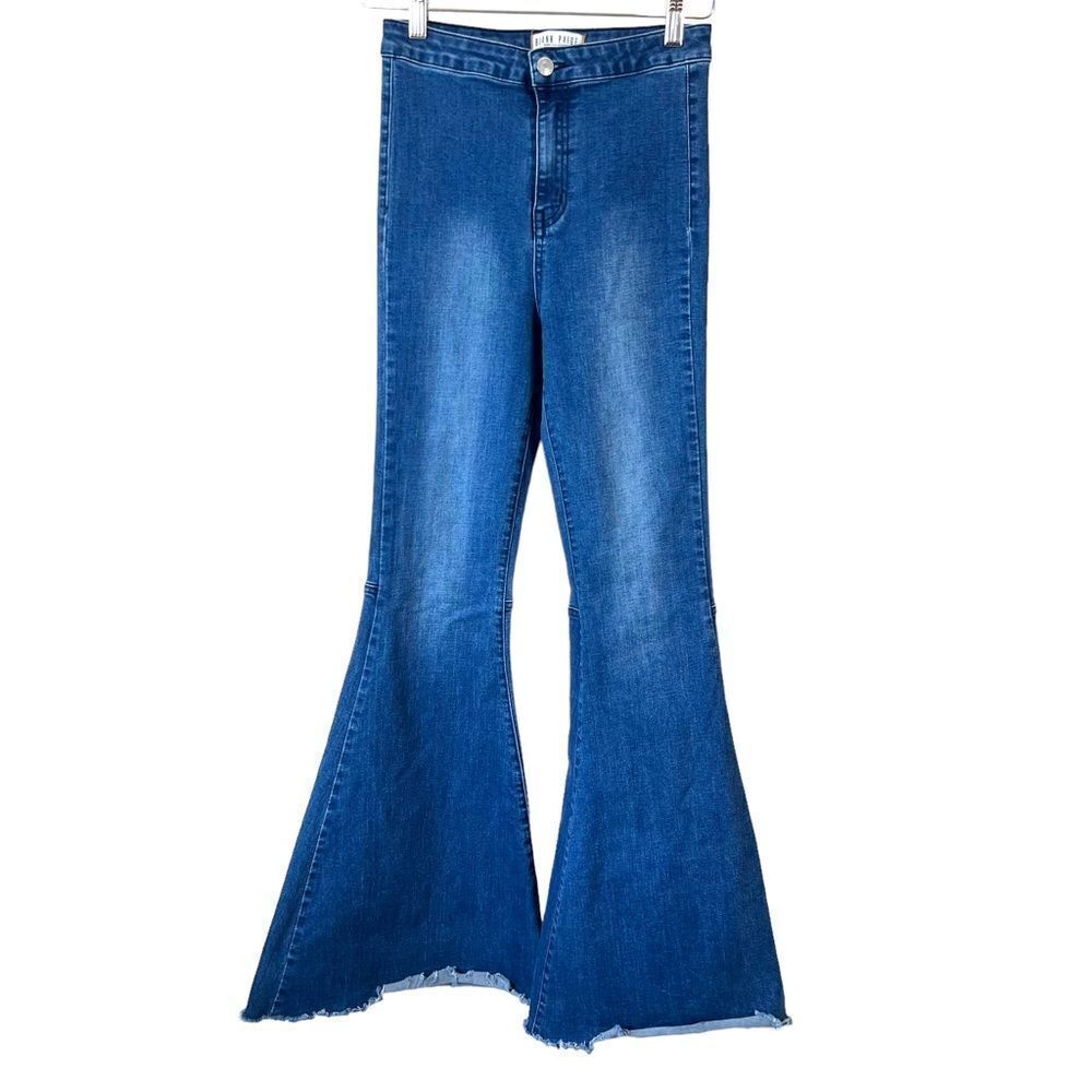 Blank Paige Stretchy High Rise Raw Hem Flare Jeans